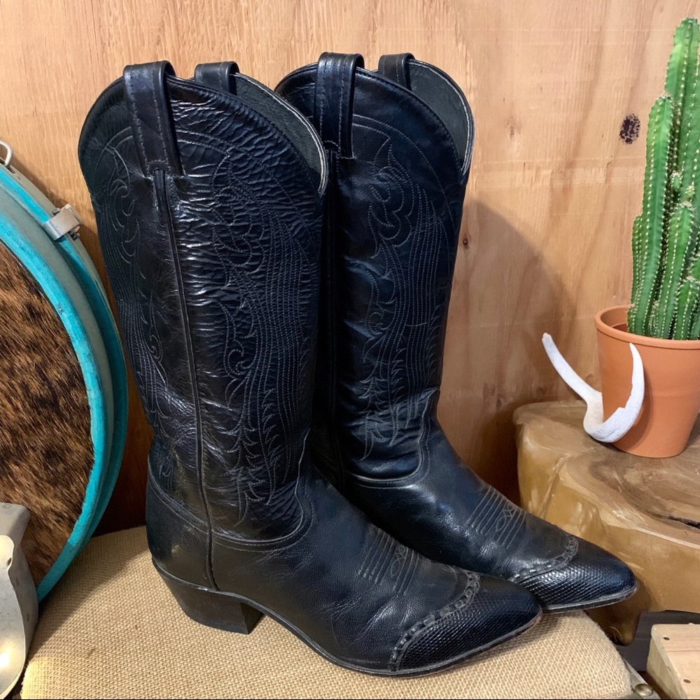 Tony Lama Black Western Cowboy Boots